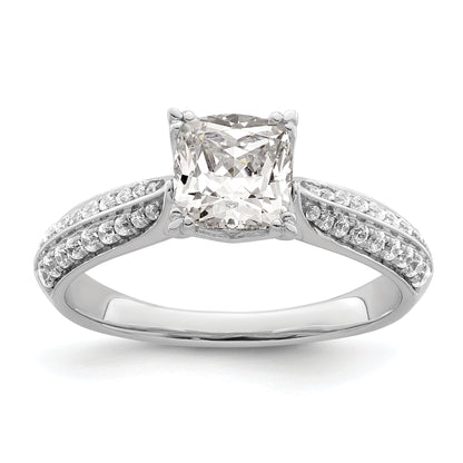 1.00ct. CZ Solid Real 14k White Polish 1ct Cushion Engagement Dia Ring