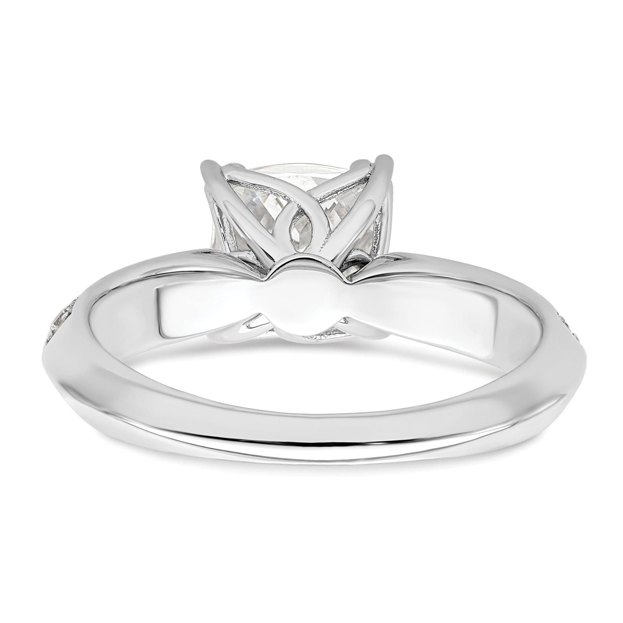 1.50ct. CZ Solid Real 14k White Polish 1 1/2ct Cushion Engagement Dia Ring