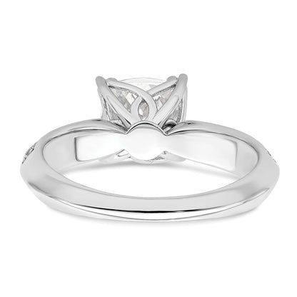 1.50ct. CZ Solid Real 14k White Polish 1 1/2ct Cushion Engagement Dia Ring