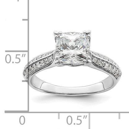 1.50ct. CZ Solid Real 14k White Polish 1 1/2ct Cushion Engagement Dia Ring