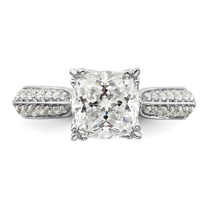 2.00ct. CZ Solid Real 14k White Polish 2ct Cushion Engagement Dia Ring