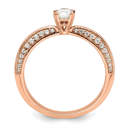 0.50ct. CZ Solid Real 14k Rose Polish 1/2ct Oval Engagement Dia Ring