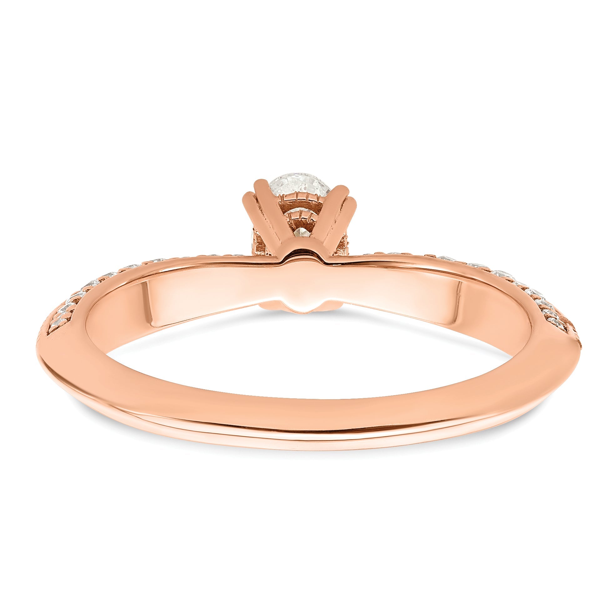 0.50ct. CZ Solid Real 14k Rose Polish 1/2ct Oval Engagement Dia Ring