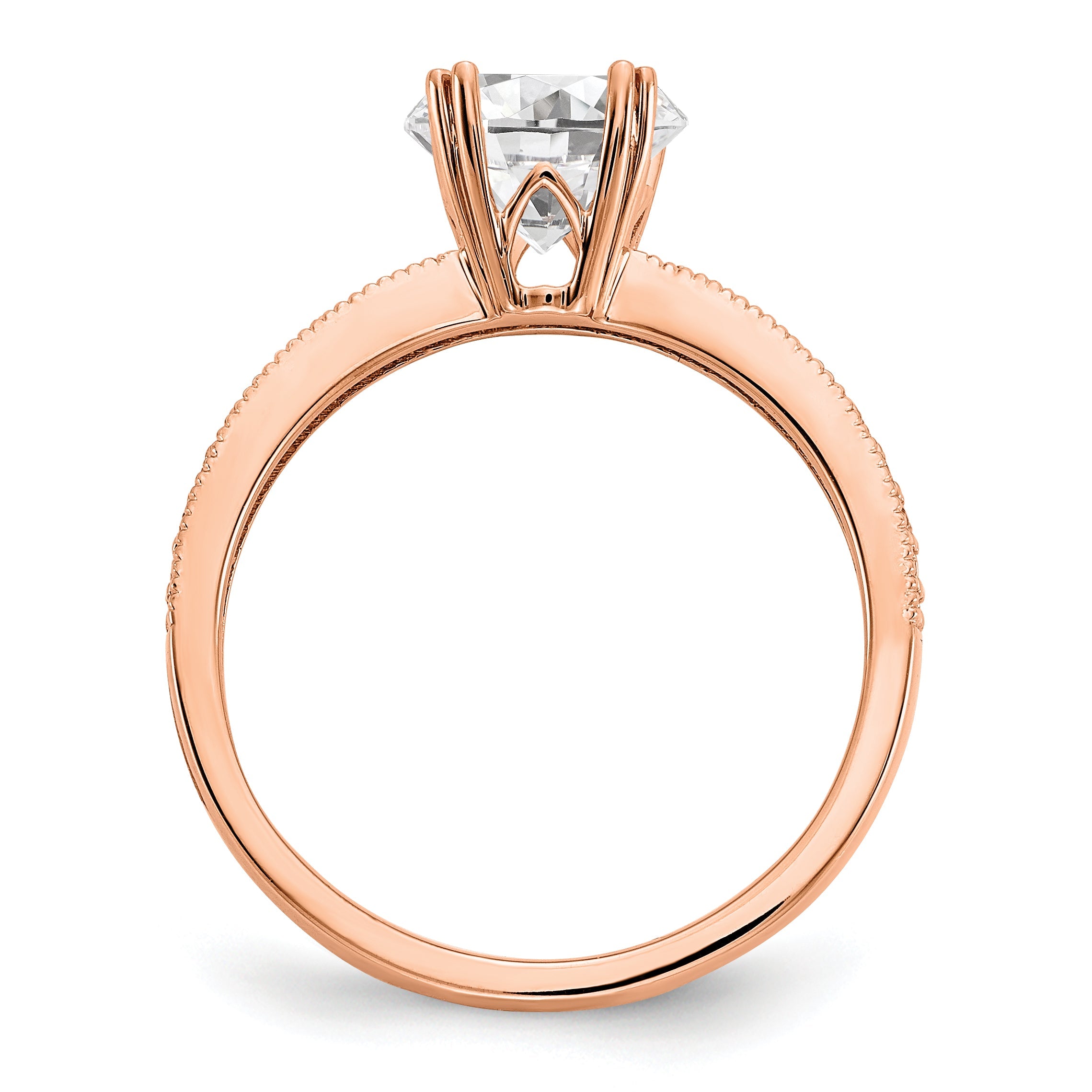 1.00ct. CZ Solid Real 14k Rose Polish 1ct Round Engagement Dia Ring