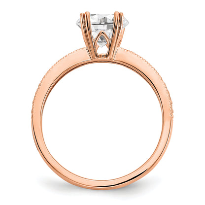 1.00ct. CZ Solid Real 14k Rose Polish 1ct Round Engagement Dia Ring