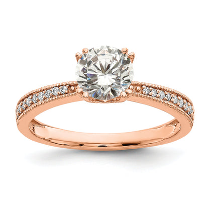 1.00ct. CZ Solid Real 14k Rose Polish 1ct Round Engagement Dia Ring