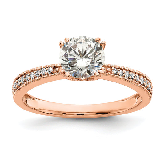 1.00ct. CZ Solid Real 14k Rose Polish 1ct Round Engagement Dia Ring
