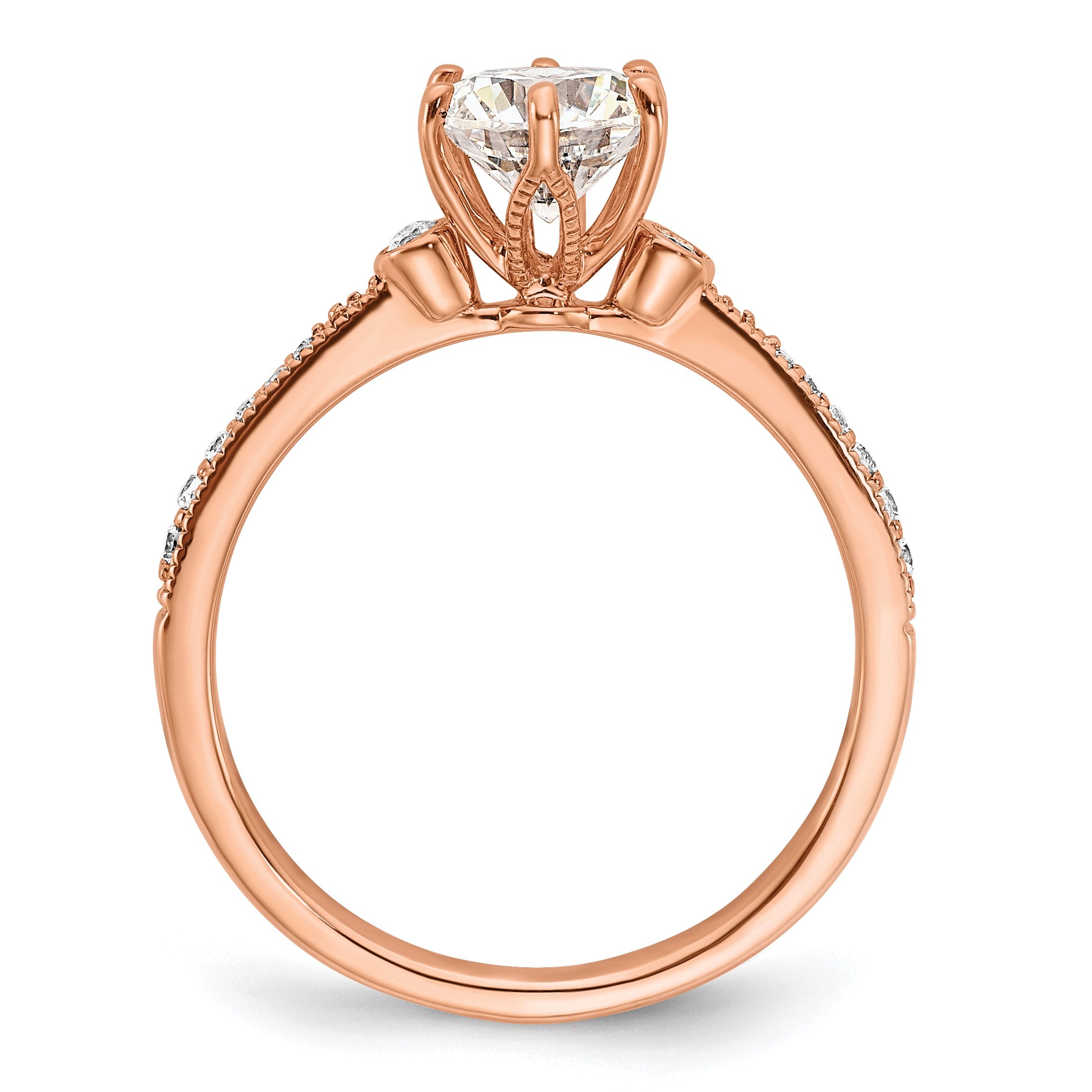 1.00ct. CZ Solid Real 14k Rose Polish 1ct Round Engagement Dia Ring