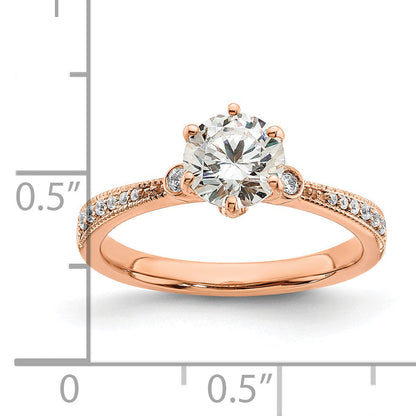 1.00ct. CZ Solid Real 14k Rose Polish 1ct Round Engagement Dia Ring
