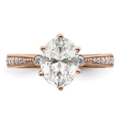 1.50ct. CZ Solid Real 14k Rose Polish 1 1/2ct Oval Engagement Dia Ring