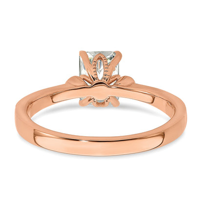 1.00ct. CZ Solid Real 14k Rose Polish 1ct Emerald Engagement Dia Ring