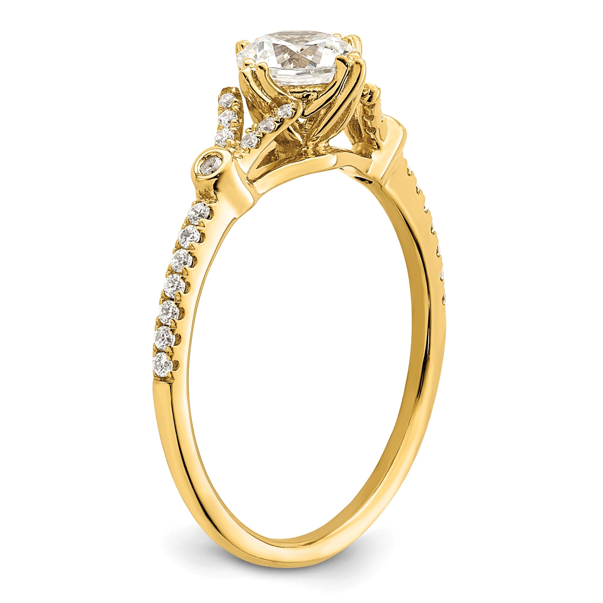 0.75ct. CZ Solid Real 14k Polish 3/4ct Round Engagement Dia Ring