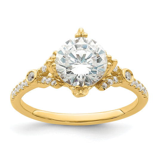 1.50ct. CZ Solid Real 14k Polish 1 1/2ct Round Engagement Dia Ring