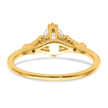 0.50ct. CZ Solid Real 14k Polish 1/2ct Oval Engagement Dia Ring