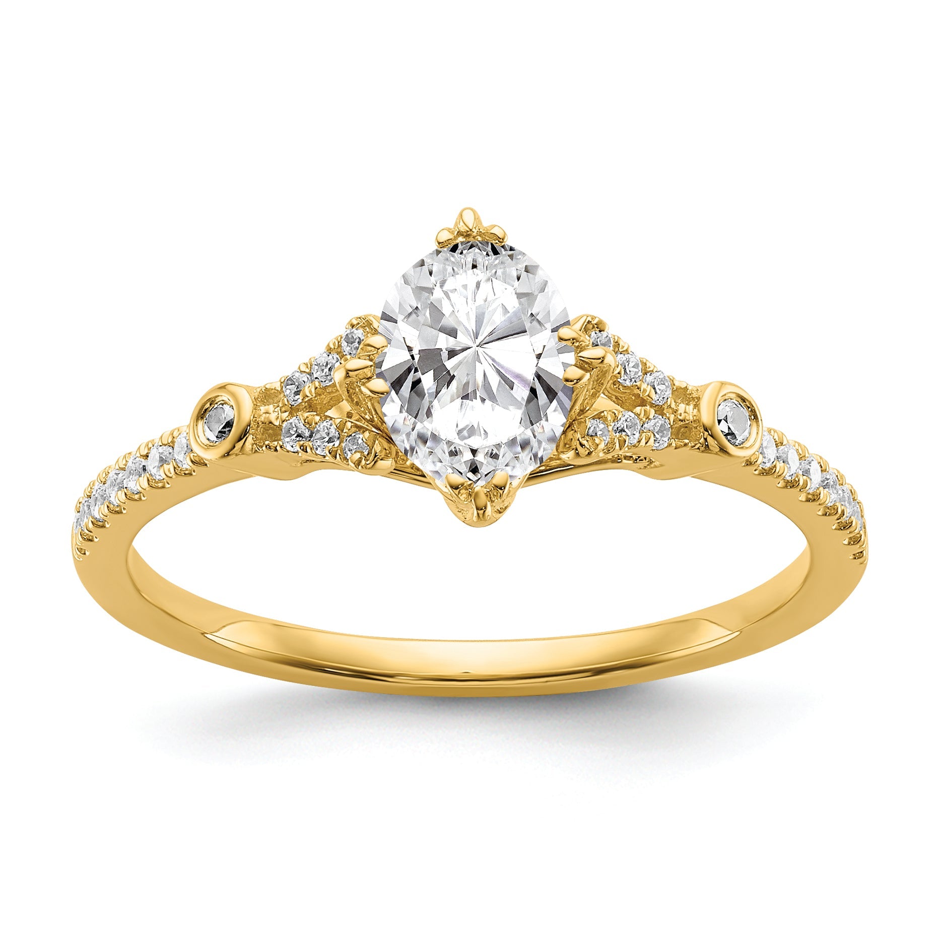 0.50ct. CZ Solid Real 14k Polish 1/2ct Oval Engagement Dia Ring