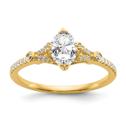 0.50ct. CZ Solid Real 14k Polish 1/2ct Oval Engagement Dia Ring