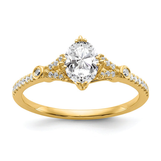 0.50ct. CZ Solid Real 14k Polish 1/2ct Oval Engagement Dia Ring