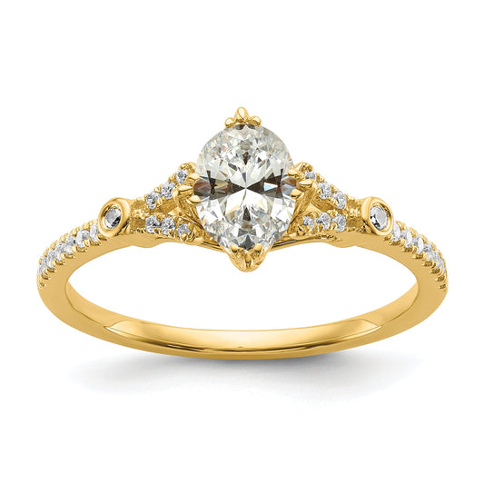 1.00ct. CZ Solid Real 14k Polish 1ct Oval Engagement Dia Ring