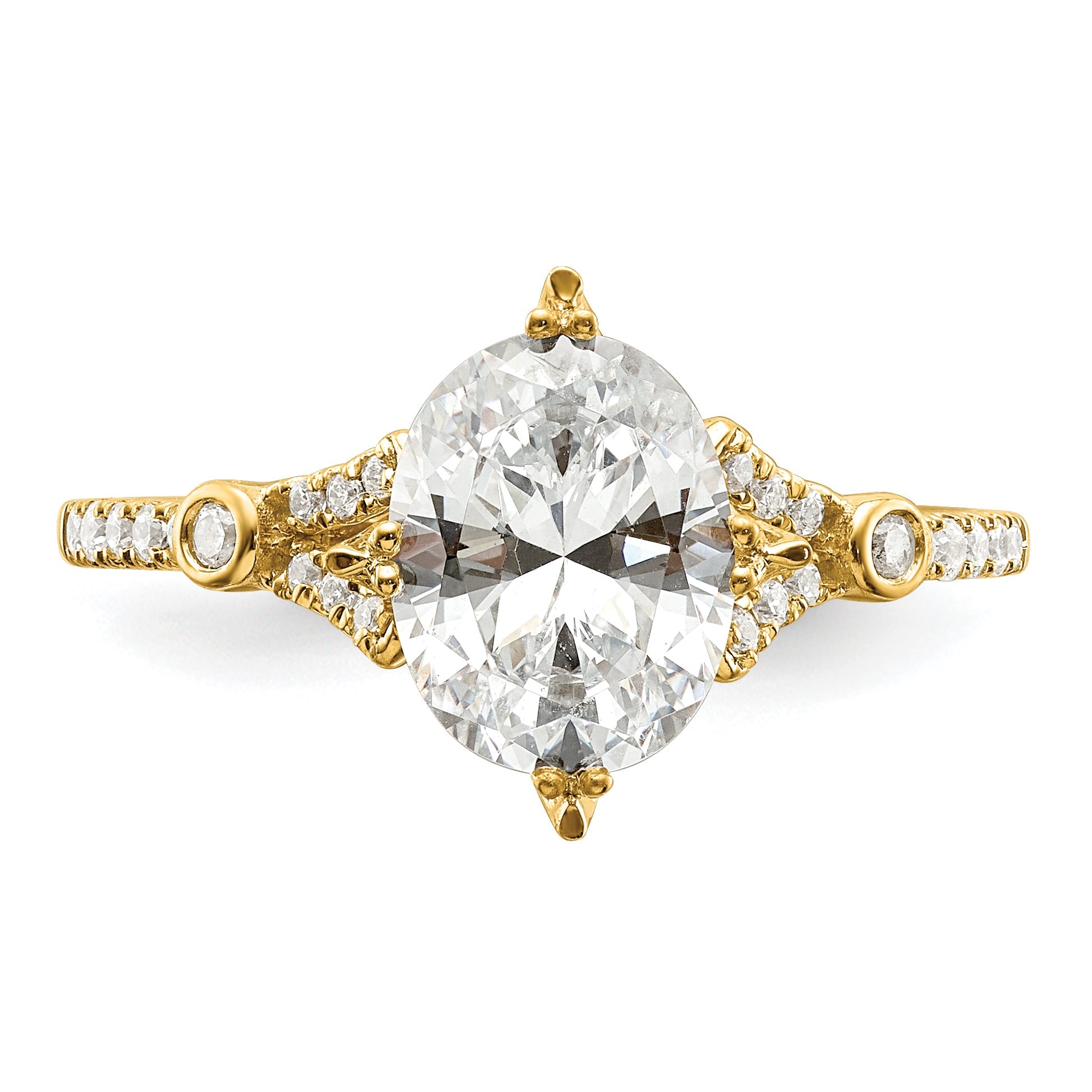 1.50ct. CZ Solid Real 14k Polish 1 1/2ct Oval Engagement Dia Ring