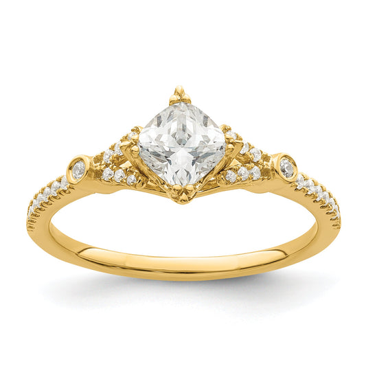 0.50ct. CZ Solid Real 14k Polish 1/2ct Cushion Engagement Dia Ring
