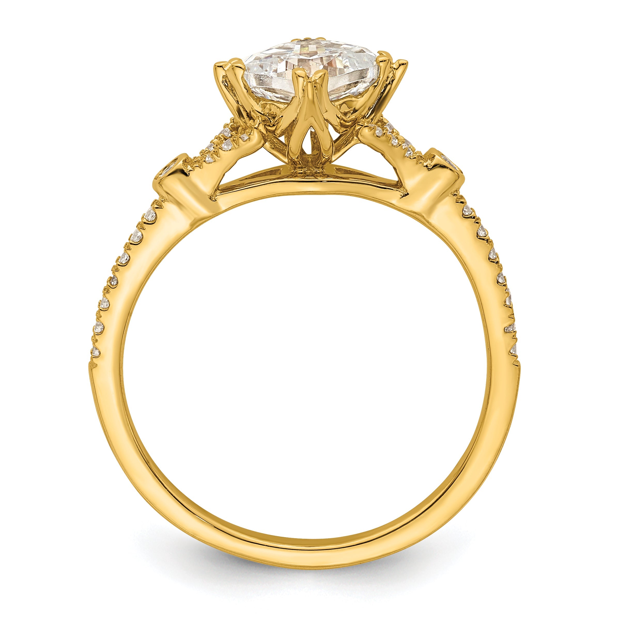 0.75ct. CZ Solid Real 14k Polish 3/4ct Cushion Engagement Dia Ring