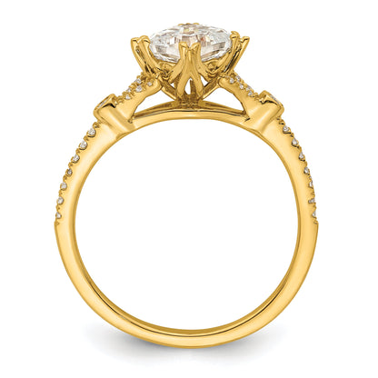 0.75ct. CZ Solid Real 14k Polish 3/4ct Cushion Engagement Dia Ring