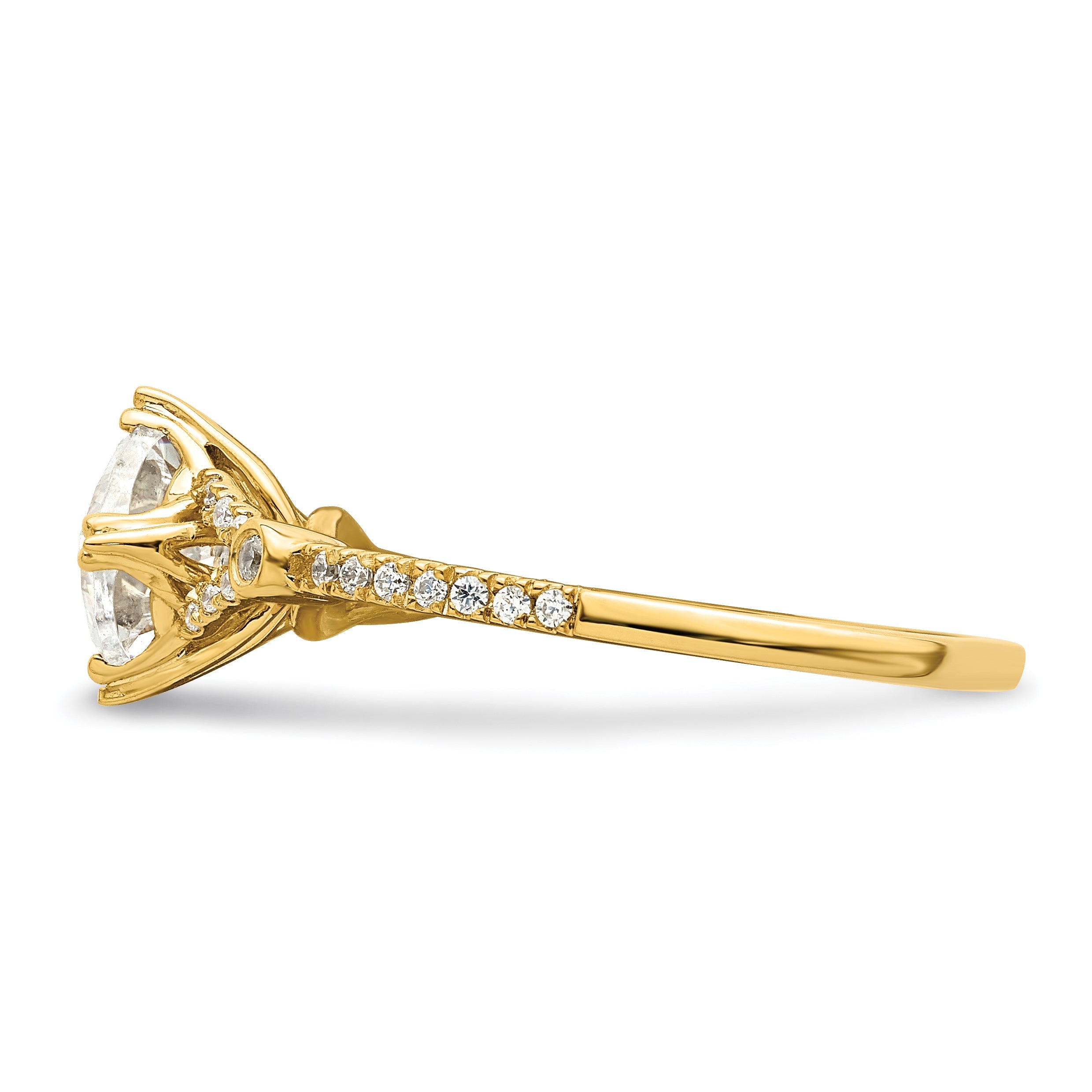 0.75ct. CZ Solid Real 14k Polish 3/4ct Cushion Engagement Dia Ring