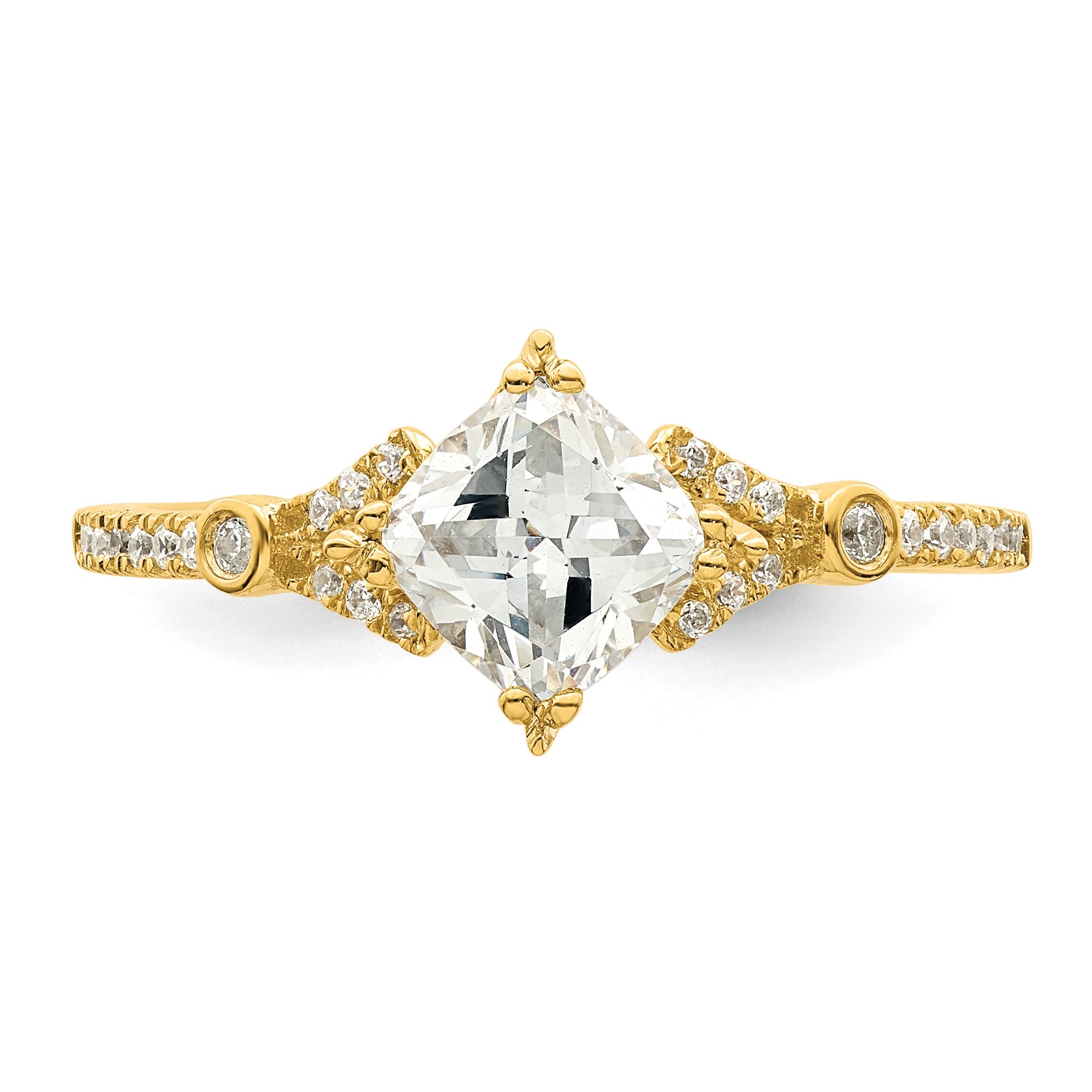 0.75ct. CZ Solid Real 14k Polish 3/4ct Cushion Engagement Dia Ring