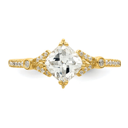 0.75ct. CZ Solid Real 14k Polish 3/4ct Cushion Engagement Dia Ring