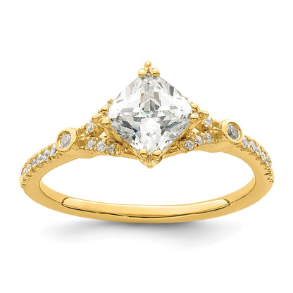 0.75ct. CZ Solid Real 14k Polish 3/4ct Cushion Engagement Dia Ring