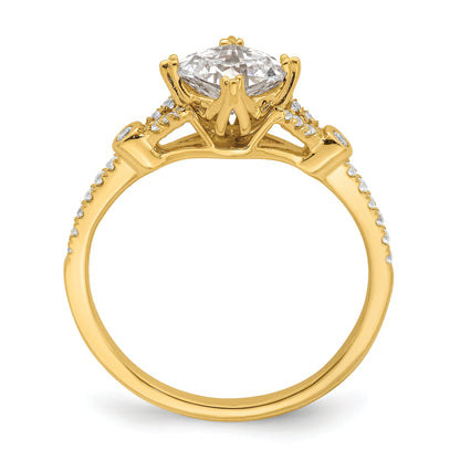 1.00ct. CZ Solid Real 14k Polish 1ct Cushion Engagement Dia Ring