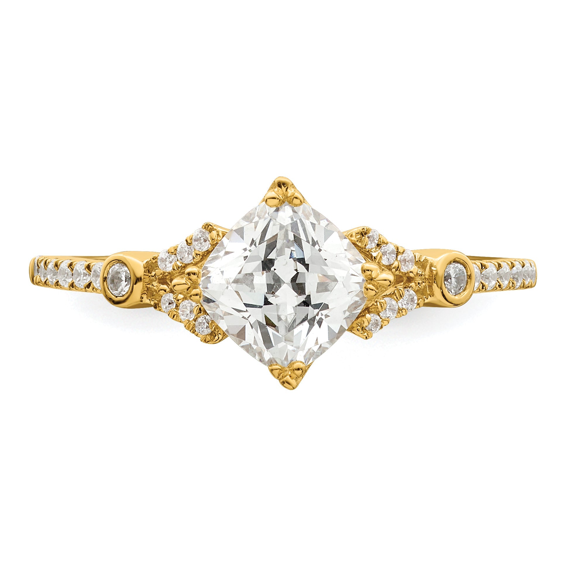 1.00ct. CZ Solid Real 14k Polish 1ct Cushion Engagement Dia Ring