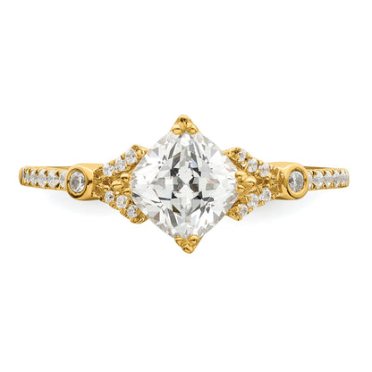 1.00ct. CZ Solid Real 14k Polish 1ct Cushion Engagement Dia Ring