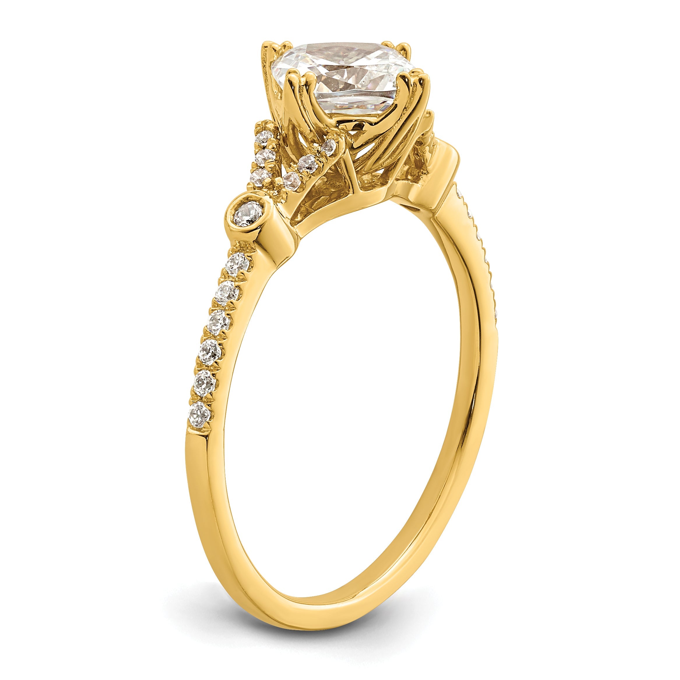 1.00ct. CZ Solid Real 14k Polish 1ct Cushion Engagement Dia Ring