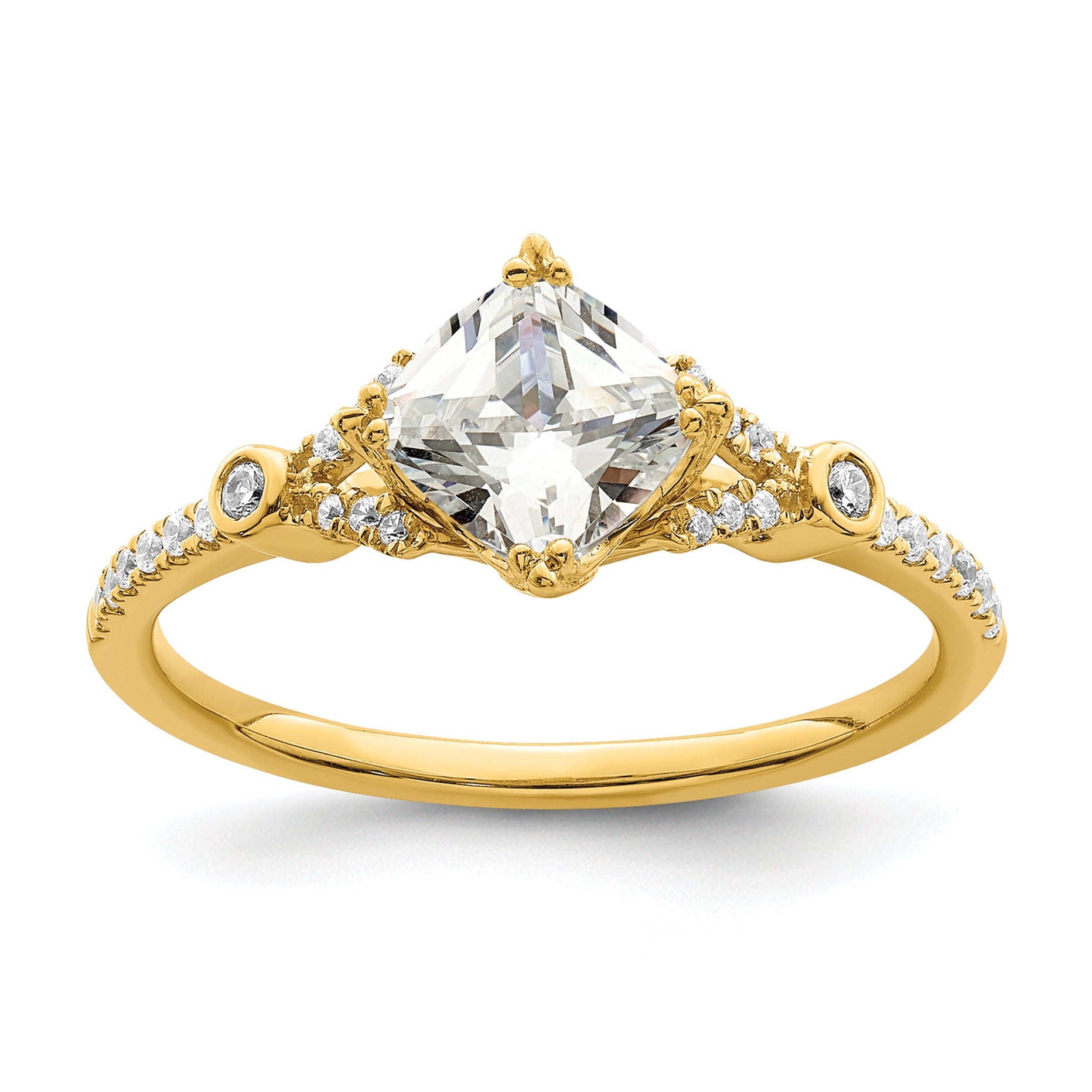 1.00ct. CZ Solid Real 14k Polish 1ct Cushion Engagement Dia Ring