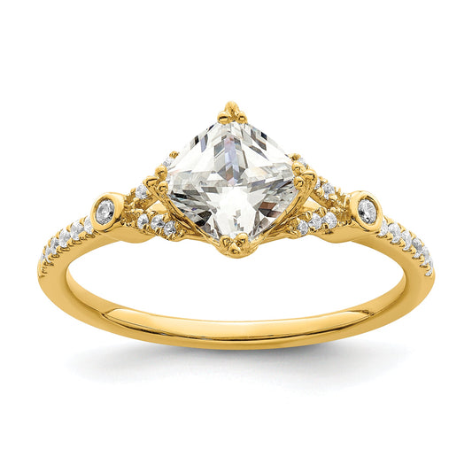 1.00ct. CZ Solid Real 14k Polish 1ct Cushion Engagement Dia Ring