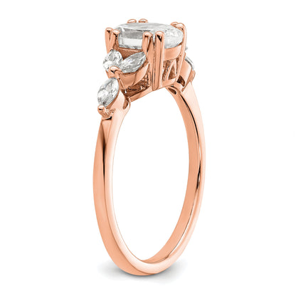 1.00ct. CZ Solid Real 14k Rose Polish 1ct Oval Engagement Dia Ring