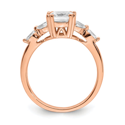 1.50ct. CZ Solid Real 14k Rose Polish 1 1/2ct Cushion Engagement Dia Ring