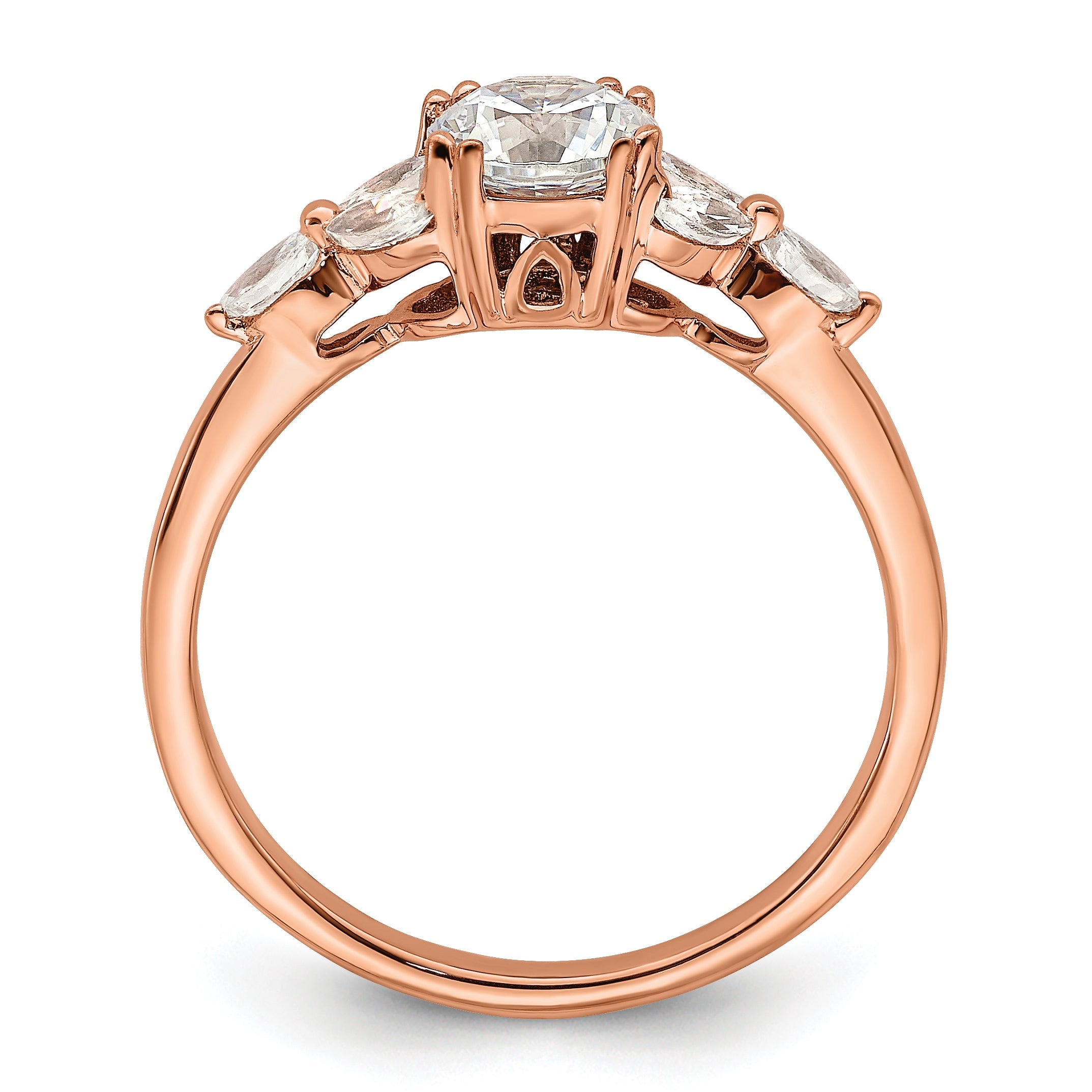 0.75ct. CZ Solid Real 14k Rose Polish 3/4ct Round Engagement Dia Ring