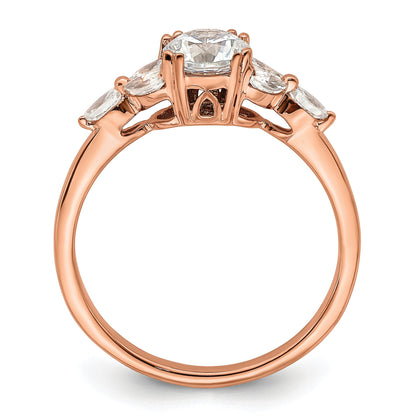 0.75ct. CZ Solid Real 14k Rose Polish 3/4ct Round Engagement Dia Ring