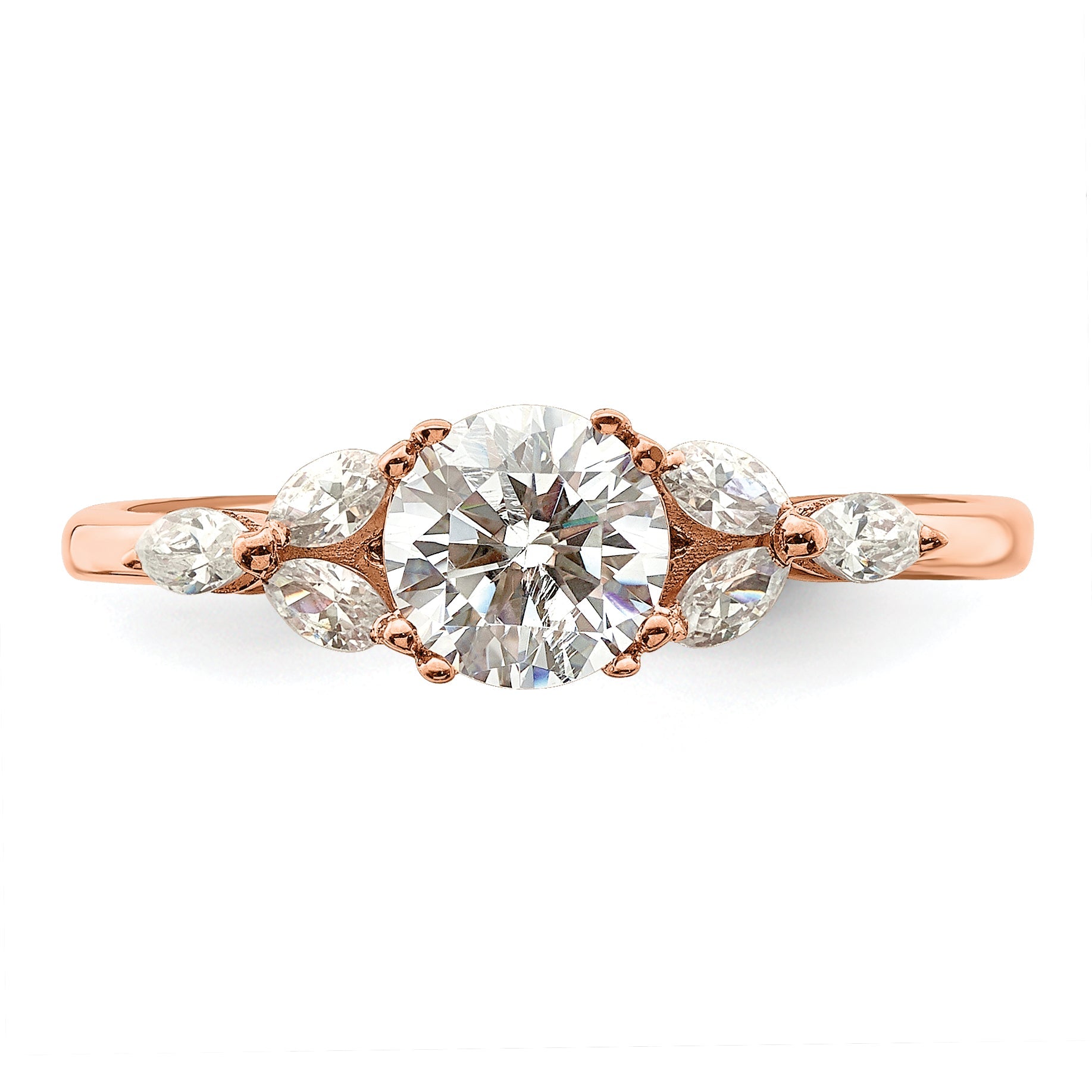 0.75ct. CZ Solid Real 14k Rose Polish 3/4ct Round Engagement Dia Ring