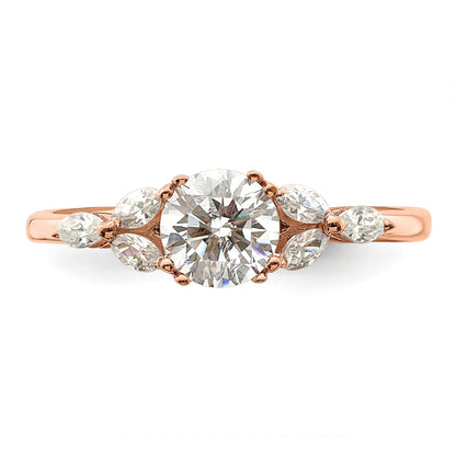 0.75ct. CZ Solid Real 14k Rose Polish 3/4ct Round Engagement Dia Ring