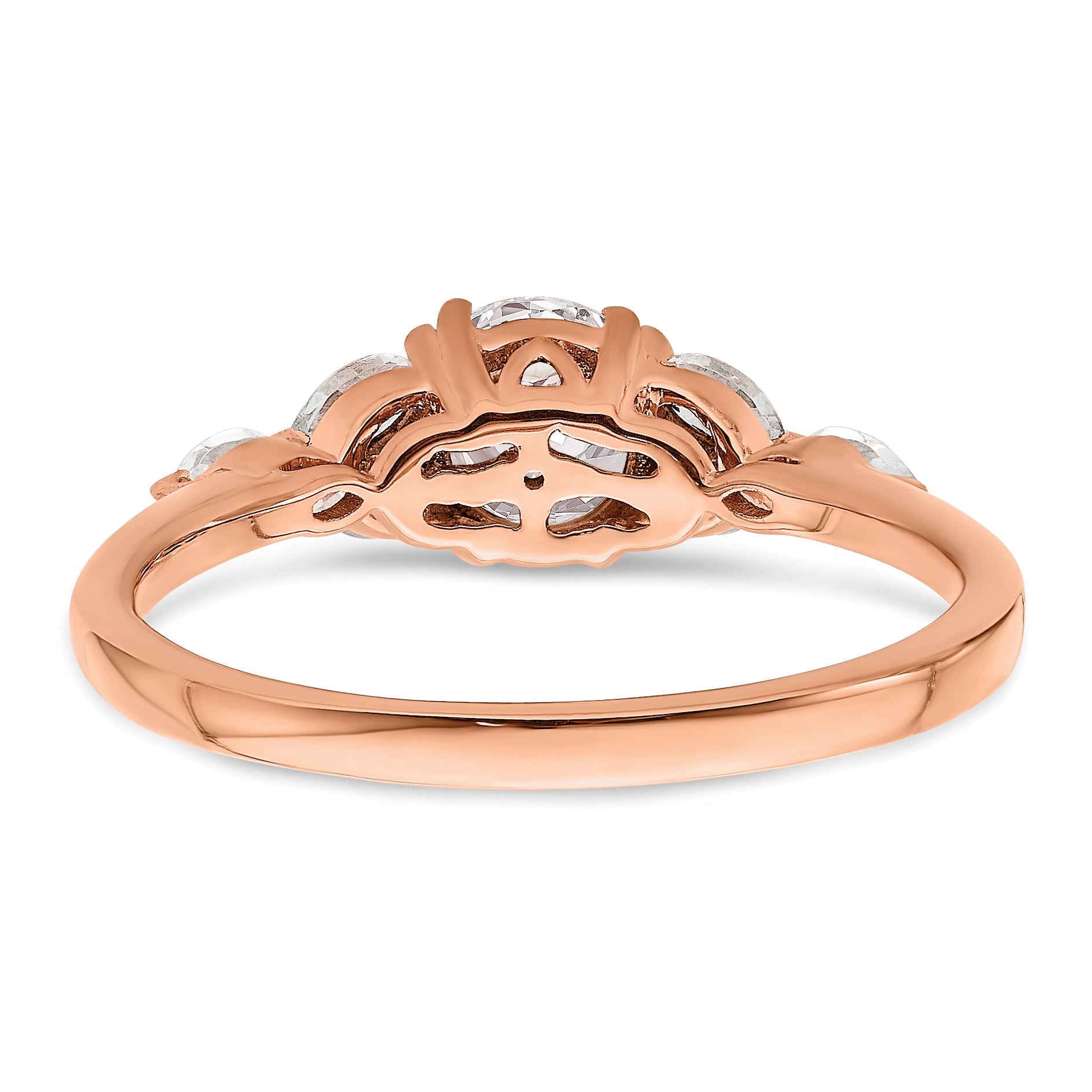 0.75ct. CZ Solid Real 14k Rose Polish 3/4ct Round Engagement Dia Ring