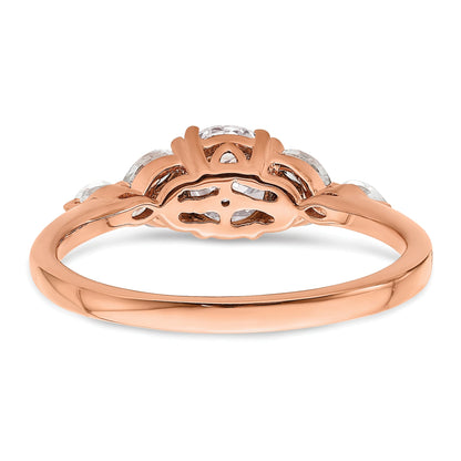 0.75ct. CZ Solid Real 14k Rose Polish 3/4ct Round Engagement Dia Ring