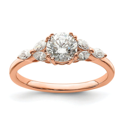 0.75ct. CZ Solid Real 14k Rose Polish 3/4ct Round Engagement Dia Ring