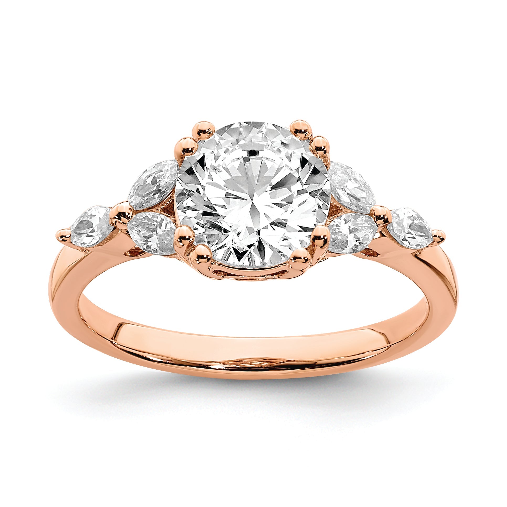 1.50ct. CZ Solid Real 14k Rose Polish 1 1/2ct Round Engagement Dia Ring