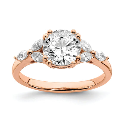 1.50ct. CZ Solid Real 14k Rose Polish 1 1/2ct Round Engagement Dia Ring