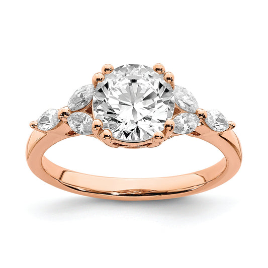 1.50ct. CZ Solid Real 14k Rose Polish 1 1/2ct Round Engagement Dia Ring