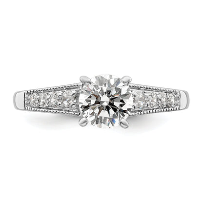 1.00ct. CZ Solid Real 14k White Polish 1ct Round Engagement Dia Ring