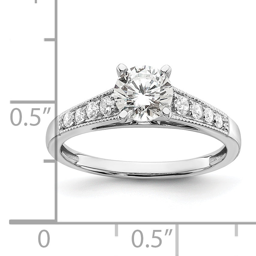 1.00ct. CZ Solid Real 14k White Polish 1ct Round Engagement Dia Ring